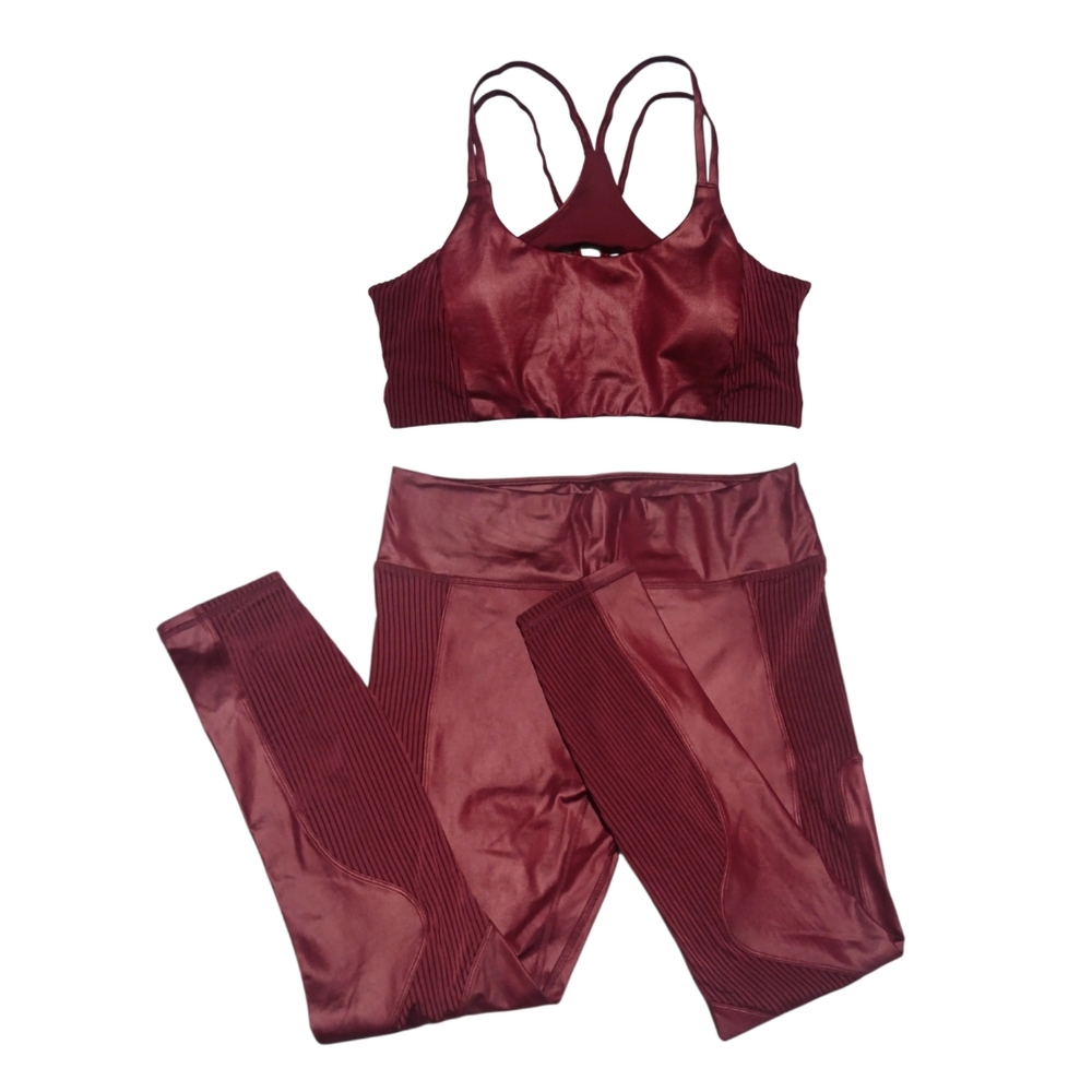 Fabletics Burgundy Moto Set